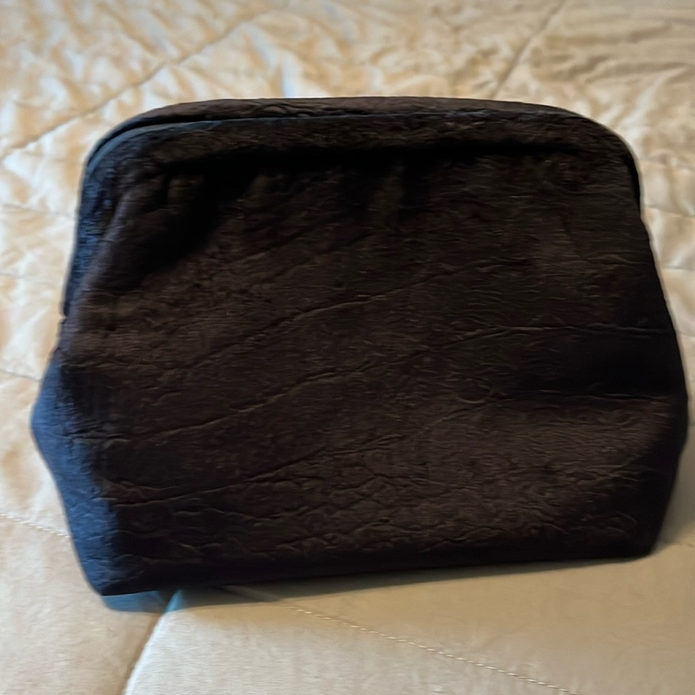 Anthropologie Clutch Shoulder Bag Navy Blue Velvet Embossed Snake Snap